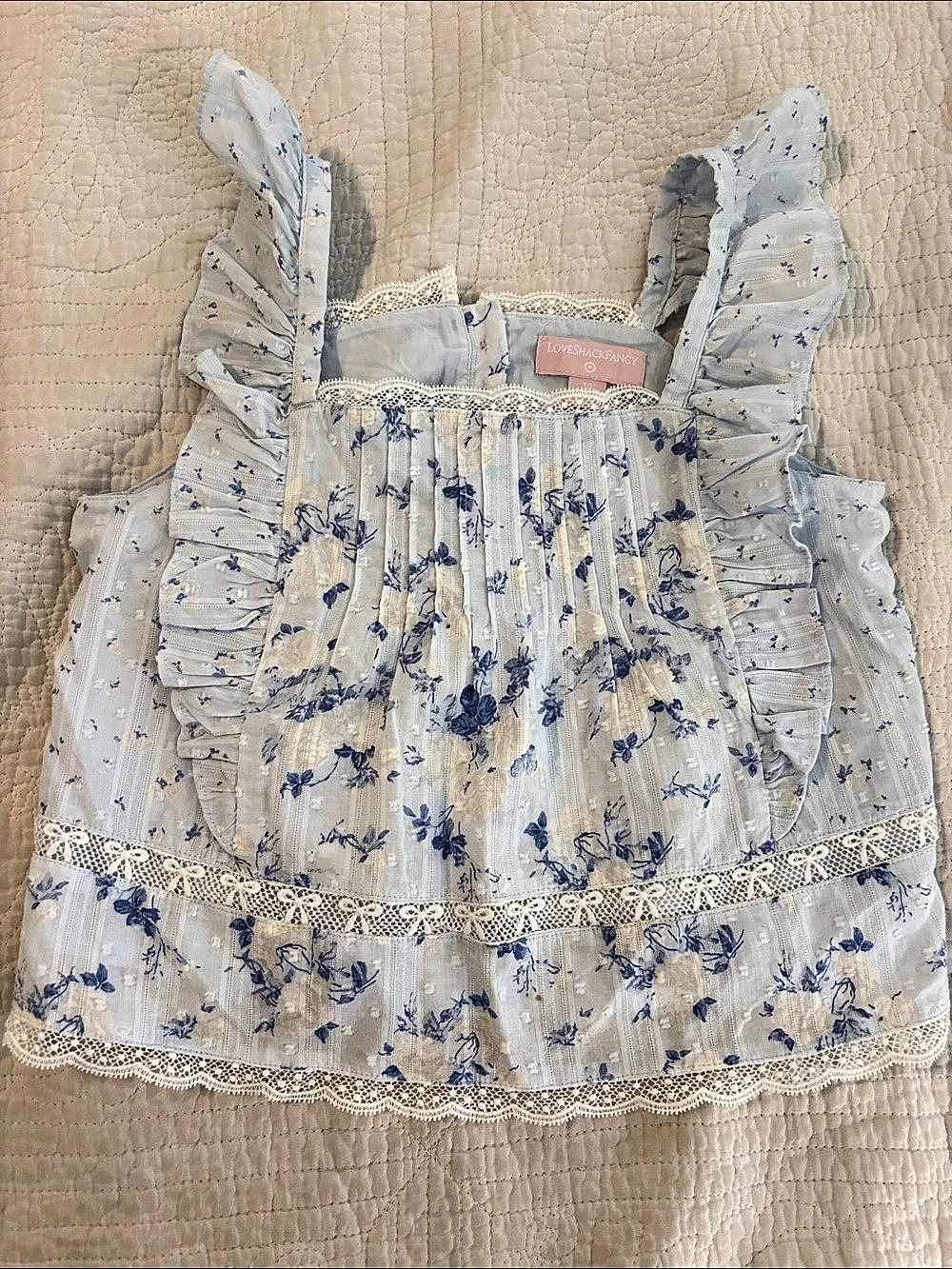 Love Shack Fancy Girls Floral Ruffle Top Size 10
